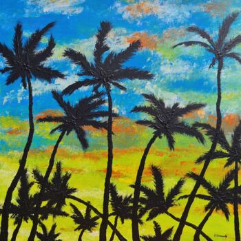 Painting titled "Palm trees 2" by Daniel Urbaník, Original Artwork, Acrylic
