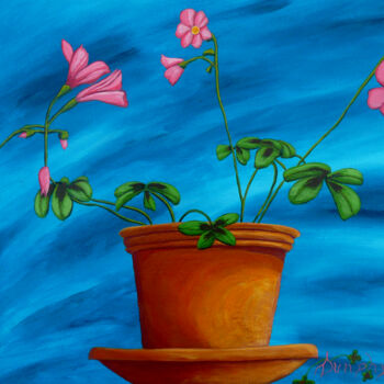 Painting titled "Lucky Clover in Blo…" by Anthony Dunphy, Original Artwork, Acrylic