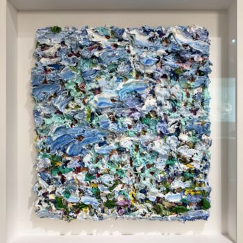 Malerei mit dem Titel "Blue Ciel" von Pascal Courcelles, Original-Kunstwerk, Öl Auf Keilrahmen aus Holz montiert