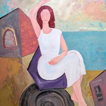 Painting titled "Around the world" by Janna Shulrufer, Original Artwork, Oil