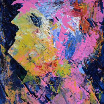 Painting titled "Female portrait" by Denis Kuvayev, Original Artwork, Acrylic Mounted on Cardboard