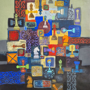 Painting titled "World of Psychologi…" by Abgar Khachatryan, Original Artwork, Oil Mounted on Wood Stretcher frame