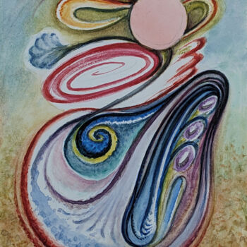 Painting titled "Special gift." by Oleksandr Koltsov, Original Artwork, Watercolor Mounted on Cardboard