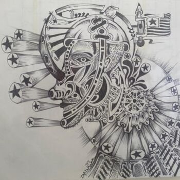 Disegno intitolato "With a Shoe on the…" da Zaplaflora, Opera d'arte originale, Inchiostro