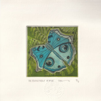 Printmaking titled "UN BATTEMENT D'AILE" by Dominique Keruzec (Maho), Original Artwork, Engraving