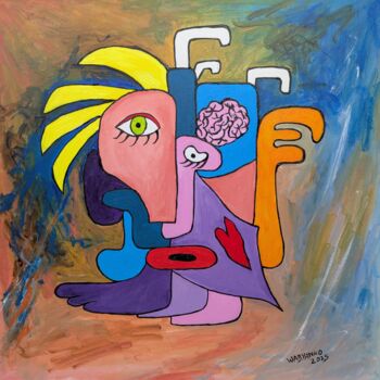 Peinture intitulée "Cubism portrait" par Wabyanko, Œuvre d'art originale, Acrylique Monté sur Châssis en bois