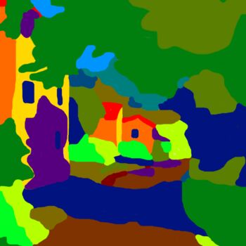 Arts numériques intitulée "Route du Mas tordue" par Stephane Pruvot, Œuvre d'art originale, Peinture numérique