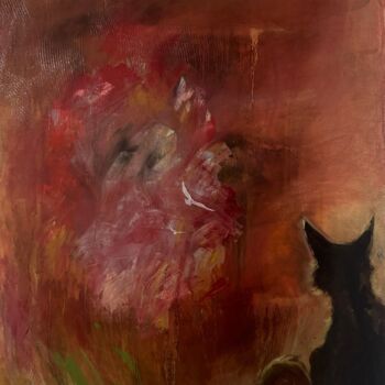 Peinture intitulée "Shadow Guardian" par Lera Kirci, Œuvre d'art originale, Huile Monté sur Panneau de bois