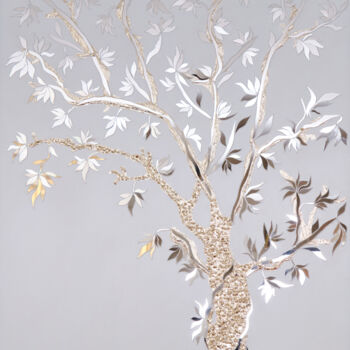 Peinture intitulée ""Derveo - flower "" par Mirrors By Seli, Œuvre d'art originale, Verre Monté sur Châssis en bois