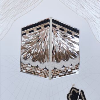 Peinture intitulée ""Kaaba- Mecca"" par Mirrors By Seli, Œuvre d'art originale, Verre Monté sur Châssis en bois