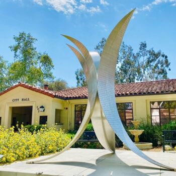 Sculpture titled "Large Outdoor Abstr…" by Djamel Eddine Hafis, Original Artwork, Stainless Steel