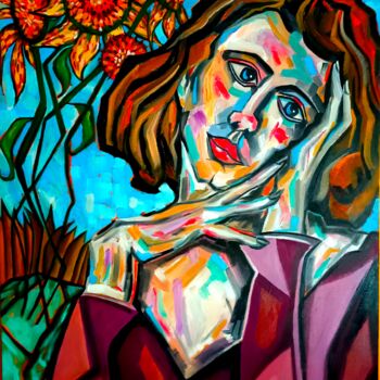 Painting titled ""Mi Jardín Secreto"" by Javier Benitez Toyos, Original Artwork, Oil Mounted on Wood Stretcher frame