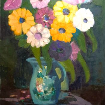Pittura intitolato "Bouquet de fleurs" da Michel Phelippeau, Opera d'arte originale, Olio Montato su Telaio per barella in l…