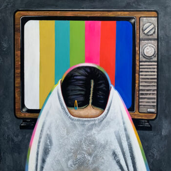 Peinture intitulée "No signal" par Anita Turadzanova, Œuvre d'art originale, Tempera