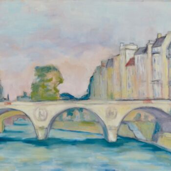 Peinture intitulée "Le pont Saint Miche…" par Bénédicte Basili, Œuvre d'art originale, Huile Monté sur Châssis en bois