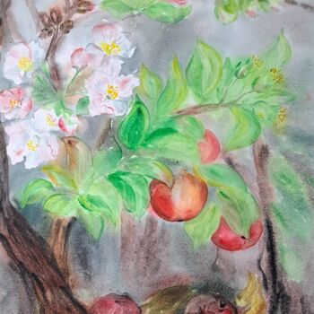 Schilderij getiteld "Flow of Time" door Yana Bila, Origineel Kunstwerk, Aquarel