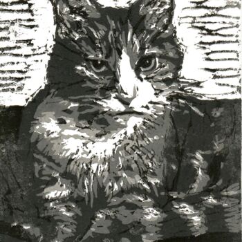 Gravures & estampes intitulée "Mikesch 2A - 2025" par Christian Reimann, Œuvre d'art originale, Linogravures