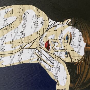 Collages intitulée "Nelly" par Annabelle Amory, Œuvre d'art originale, Acrylique Monté sur Châssis en bois