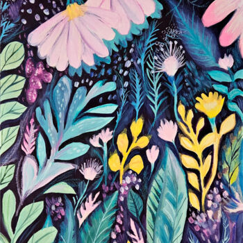Peinture intitulée "Abstract Botanical…" par Tanya Ocean, Œuvre d'art originale, Huile