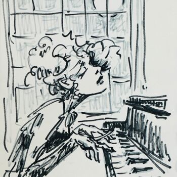 Dibujo titulada "Moonlight Sonata." por Victoria General, Obra de arte original, Rotulador