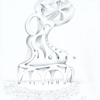 图画 标题为“Fiktive Skulptur, g…” 由Götz Wiedenroth, 原创艺术品, 铅笔