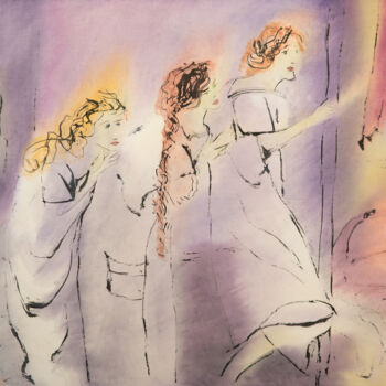 Ζωγραφική με τίτλο "Mystic flares for h…" από Marcel Garbi, Αυθεντικά έργα τέχνης, Ακουαρέλα