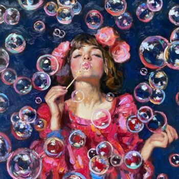 Malerei mit dem Titel "Bubbles of Happiness" von Agshin Kazimov, Original-Kunstwerk, Öl Auf artwork_cat. montiert