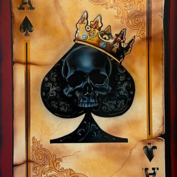 Peinture intitulée "La carte de la mort" par Docteur Cobain, Œuvre d'art originale, Huile