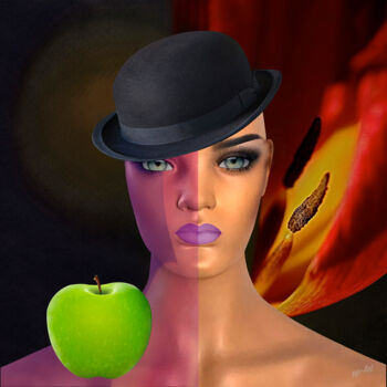 Digitale Kunst getiteld "bald Woman" door Piet Prins, Origineel Kunstwerk, Digitaal Schilderwerk