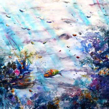 Peinture intitulée "sous les signes" par Roger Boubenec, Œuvre d'art originale, Aquarelle