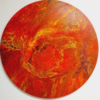 Painting titled "The Red Moon" by Mirele, Original Artwork, Acrylic