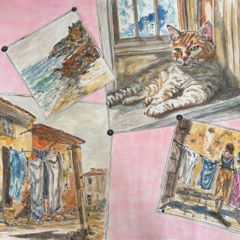 "On My Pink Fridge" başlıklı Resim Eugen Serbanescu tarafından, Orijinal sanat, Mürekkep