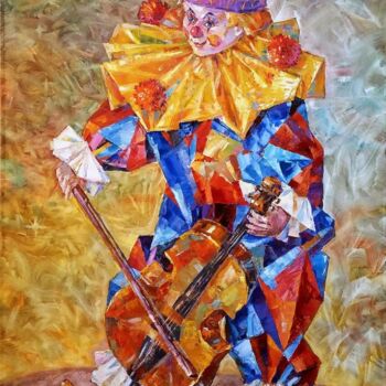绘画 标题为“Clown with a cello” 由Kolokolov Anton, 原创艺术品, 油