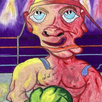 Painting titled "LE BOXEUR" by Philippe Savage, Original Artwork, Pastel