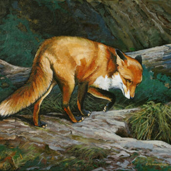 Pintura intitulada "Lisica" por Michał Nowakowski, Obras de arte originais, Óleo