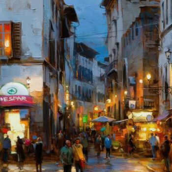 "Evening walk." başlıklı Tablo Lara Vald tarafından, Orijinal sanat, Petrol Ahşap Sedye çerçevesi üzerine monte edilmiş