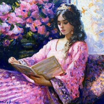 Malerei mit dem Titel "New Novel" von Agshin Kazimov, Original-Kunstwerk, Öl