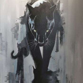 Painting titled "Des pas dans le sil…" by Ahmad Bader, Original Artwork, Acrylic
