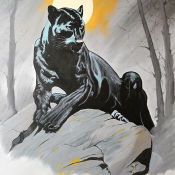 Painting titled "Le Guépard" by Ahmad Bader, Original Artwork, Acrylic