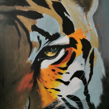 Painting titled "Eye of the tiger" by Ahmad Bader, Original Artwork, Acrylic