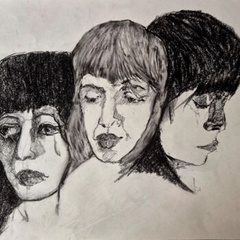 图画 标题为“the three faces of…” 由Rosemay Dahan, 原创艺术品, 木炭