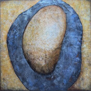 Painting titled "“Stone and Shadow”" by Viki Smoliar, Original Artwork, Acrylic Mounted on Wood Stretcher frame