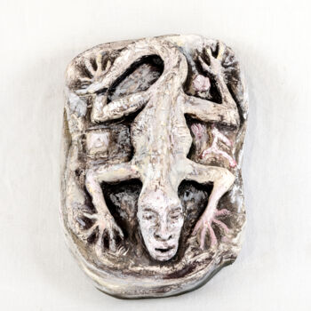 Sculpture intitulée "Lézard des neiges" par Bruno Sentier (Assemblages), Œuvre d'art originale, Résine