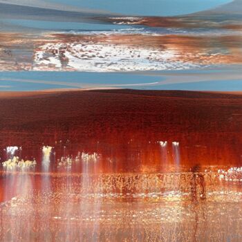 Painting titled "Fild" by Katsiaryna Sumarava, Original Artwork, Oil Mounted on Wood Stretcher frame