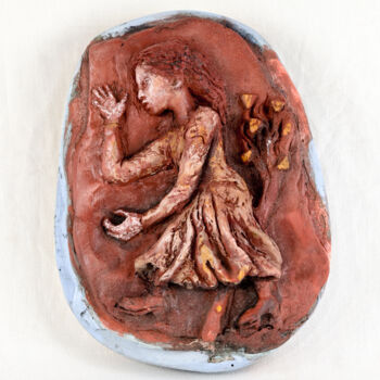 Γλυπτική με τίτλο "Petite fille rouge" από Bruno Sentier (Assemblages), Αυθεντικά έργα τέχνης, Ρητίνη