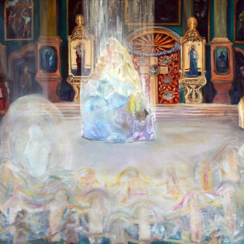 Peinture intitulée "Crystal holy spirit…" par Robertas Kasperovicius, Œuvre d'art originale, Huile Monté sur Châssis en bois