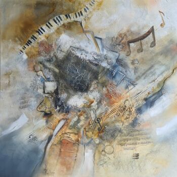 Malerei mit dem Titel "Le Musicien 391" von Isabel Ollange, Original-Kunstwerk, Öl Auf Keilrahmen aus Holz montiert