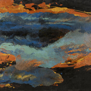 Painting titled "COSMIC" by Isabelle Dorpe (Isalan), Original Artwork, Oil Mounted on Wood Stretcher frame