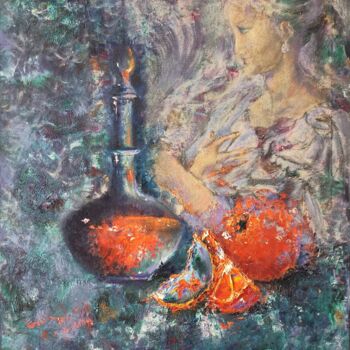 Painting titled "Orange Juice. Old M…" by Allen Light, Original Artwork, Oil Mounted on Wood Stretcher frame