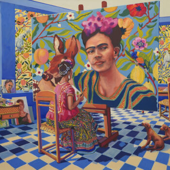 Ζωγραφική με τίτλο "Frida malt Frida" από Beate Blankenhorn, Αυθεντικά έργα τέχνης, Τέμπερα Τοποθετήθηκε στο Ξύλινο φορείο σ…